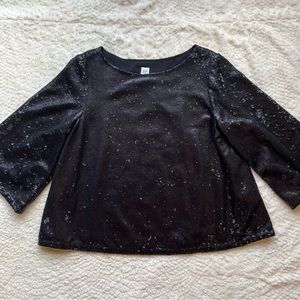 NWT! GAP | Womens Three-Quarter Sleeve Black Sequin Top Party Holiday M Medium